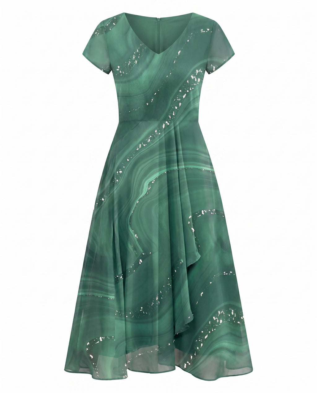 Women's Wedding Guest Midi Dress with V-Neck