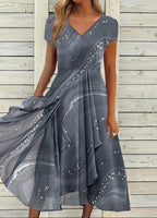 Women's Wedding Guest Midi Dress with V-Neck