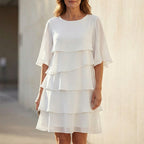 Women's Wedding Guest Party Dress with Layered Ruffle Skirt
