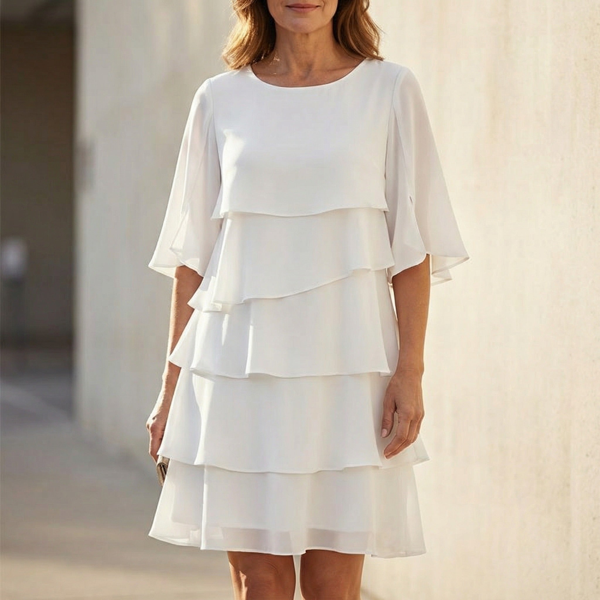 Women's Wedding Guest Party Dress with Layered Ruffle Skirt