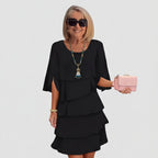 Women's Wedding Guest Party Dress with Layered Ruffle Skirt