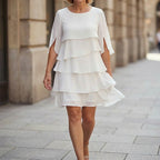 Women's Wedding Guest Party Dress with Layered Ruffle Skirt