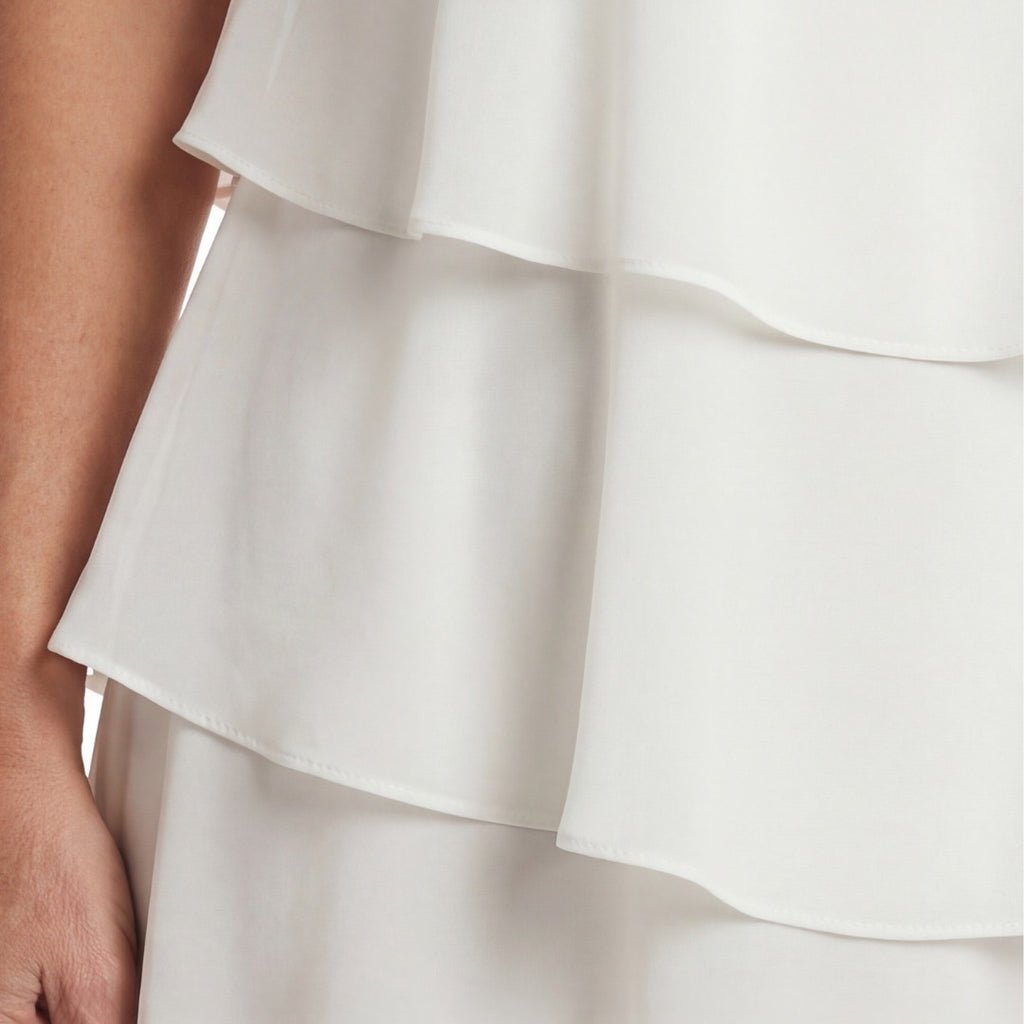 Women's Wedding Guest Party Dress with Layered Ruffle Skirt