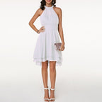 Women's Wedding Guest Party Mini Dress with Halter Neck