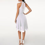 Women's Wedding Guest Party Mini Dress with Halter Neck