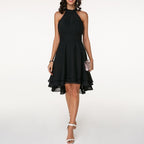 Women's Wedding Guest Party Mini Dress with Halter Neck