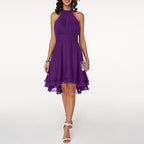 Women's Wedding Guest Party Mini Dress with Halter Neck