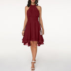 Women's Wedding Guest Party Mini Dress with Halter Neck