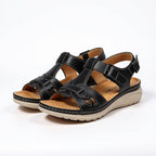 Women's Wedge Closed Toe Sandals with Buckle Ankle Strap