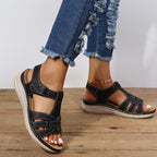Women's Wedge Closed Toe Sandals with Buckle Ankle Strap
