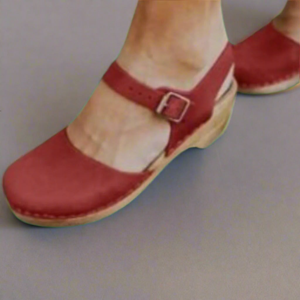 Women's Wedge Platform Clogs with Ankle Strap