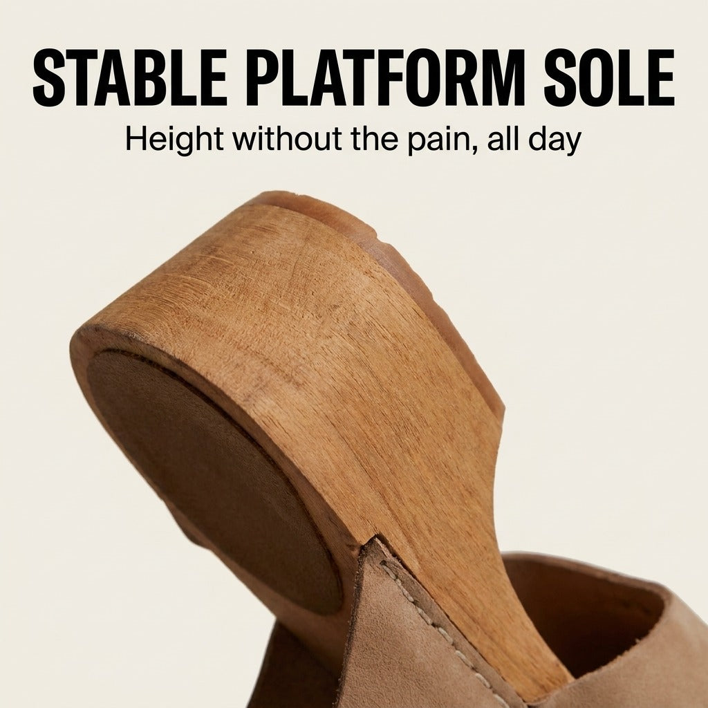 Women's Wedge Platform Clogs with Ankle Strap