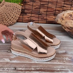 Women's Wedge Platform Sandals with Ankle Strap and Buckle
