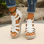 Women's Wedge Platform Sandals with Embellished Sole and Rear Zip