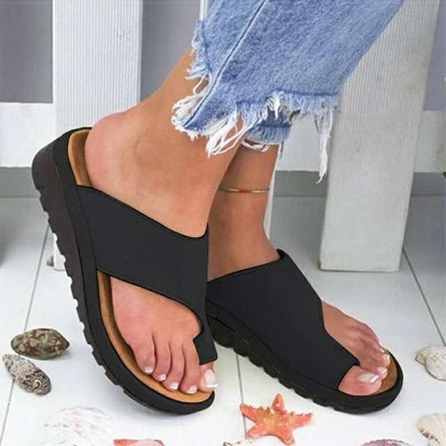 Women's Wedge Platform Sandals with Toe Loop