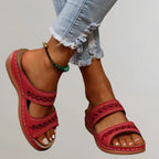 Women's Wedge Slip On Sandals with Cut-Out Detail
