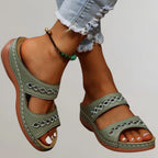 Women's Wedge Slip On Sandals with Cut-Out Detail