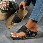 Women's Wedge Slip On Sandals with Cut-Out Upper