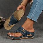 Women's Wedge Slip On Sandals with Cut-Out Upper
