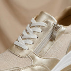 Women's Wedge Sneakers with Lace-Up Front and Side Zip Closure