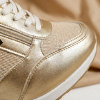 Women's Wedge Sneakers with Lace-Up Front and Side Zip Closure