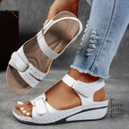 Women's Wedge Wide Fit Sandals with Ankle Strap