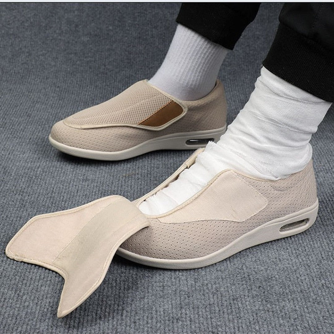 Women's Wide-Fit Mesh Shoes with Adjustable Strap and Air Cushion Sole