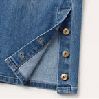 Women's Wide Leg High Waisted Jeans with Button Side Vent