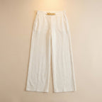 Women's Wide Leg Palazzo Trousers with High Waist Chain Detail