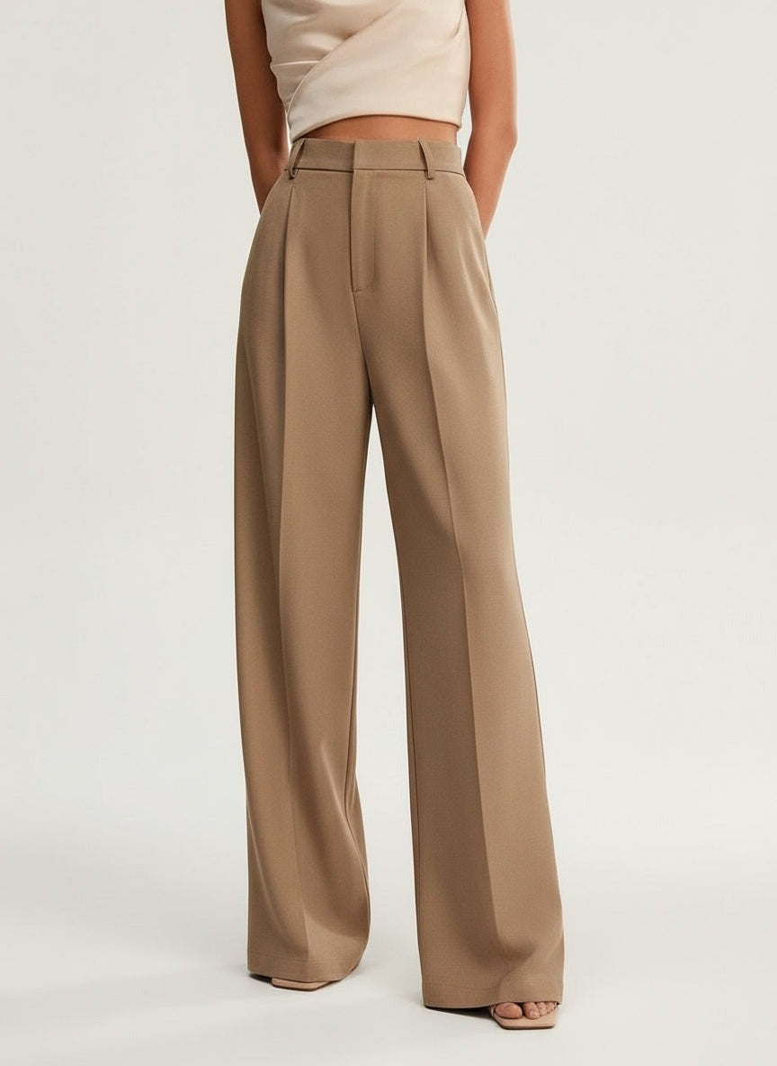 Women's Wide Leg Work Trousers with High Waist