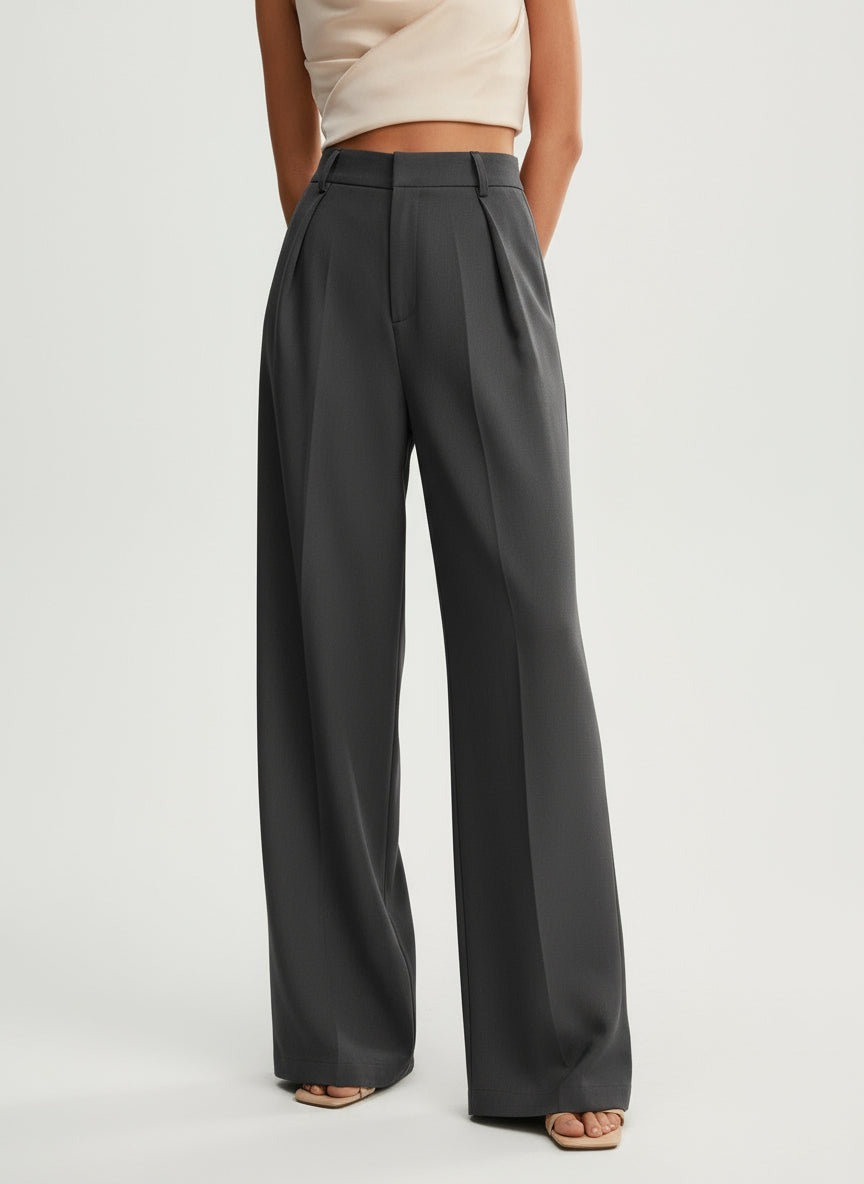 Women's Wide Leg Work Trousers with High Waist