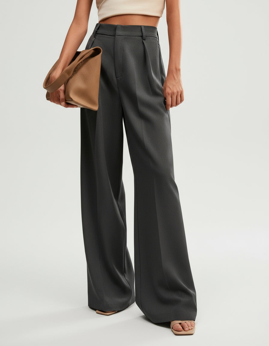 Women's Wide Leg Work Trousers with High Waist