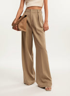 Women's Wide Leg Work Trousers with High Waist