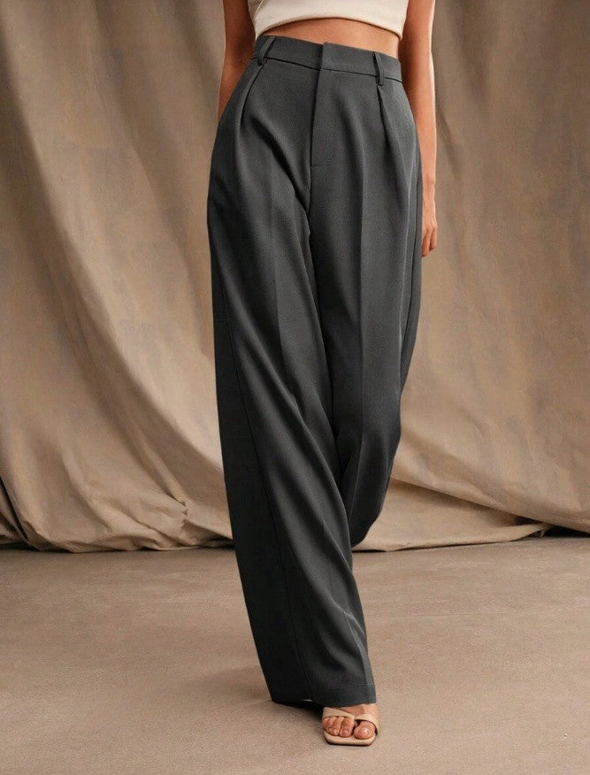 Women's Wide Leg Work Trousers with High Waist
