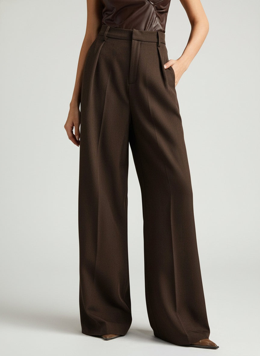 Women's Wide Leg Work Trousers with High Waist