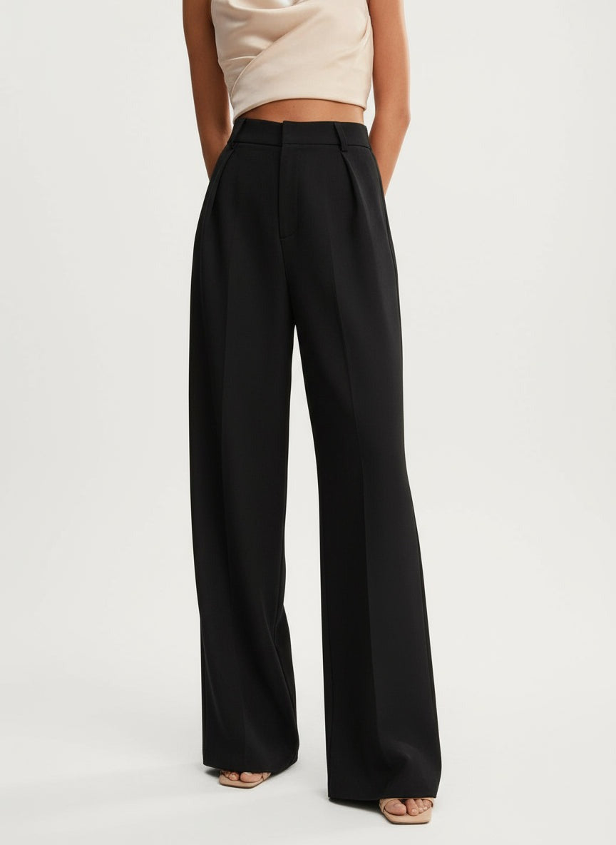 Women's Wide Leg Work Trousers with High Waist