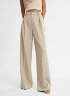 Women's Wide Leg Work Trousers with High Waist