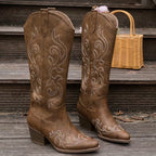 Women's Winter Knee High Boots with Embroidered Detail