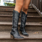 Women's Winter Knee High Boots with Embroidered Detail