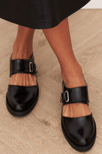 Women's Work Flat Loafers with Buckle Strap