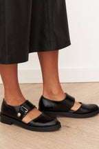 Women's Work Flat Loafers with Buckle Strap